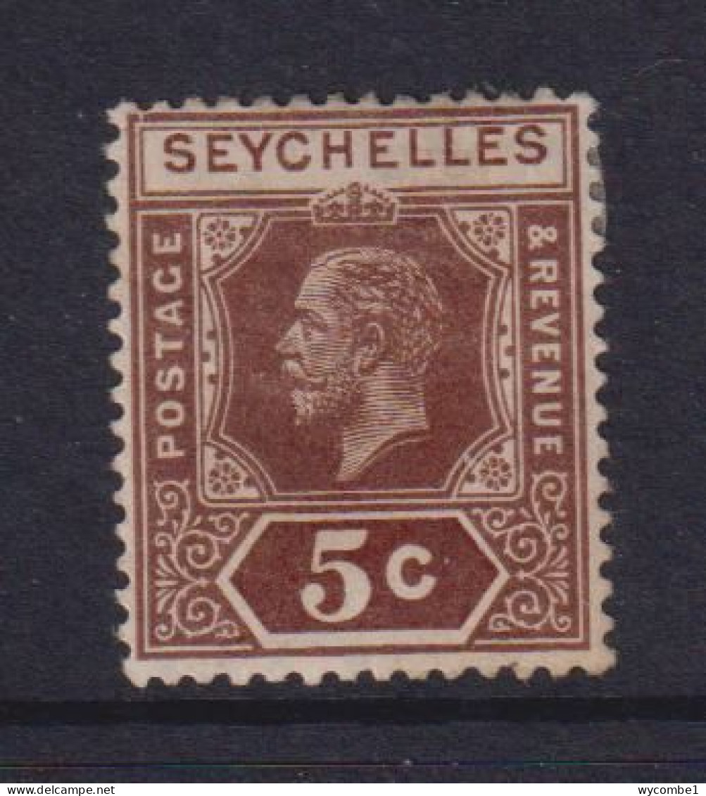 SEYCHELLES  - 1917-20  George V Wm Mult Crown CA 5c Hinged Mint - Seychelles (...-1976)