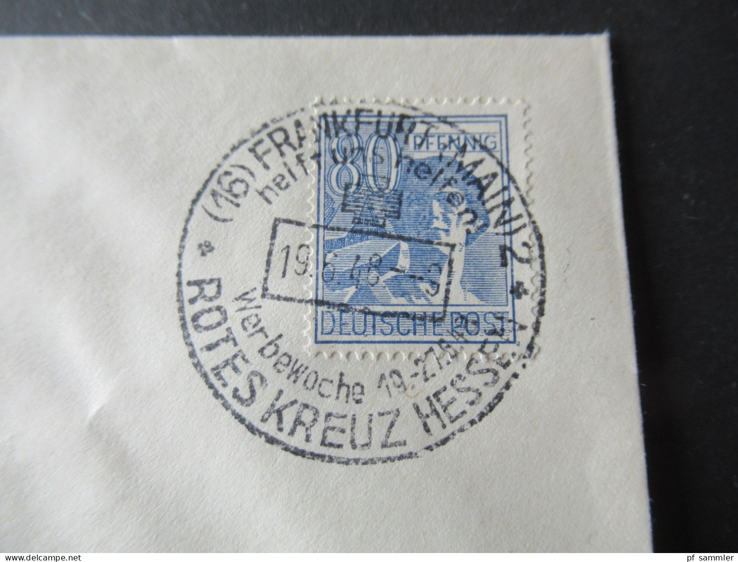 Kontrollrat 19.6.1948 Mi.Nr.957 FDC Umschlag Werbewoche Rotes Kreuz Hessen Und Sonderstempel FFM - Brieven En Documenten