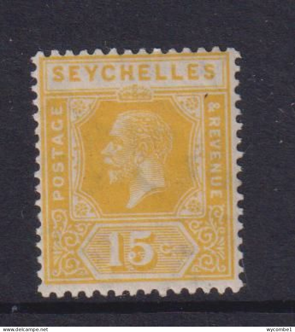 SEYCHELLES  - 1921-32  George V Wm Mult Script CA 15c Hinged Mint - Seychelles (...-1976)