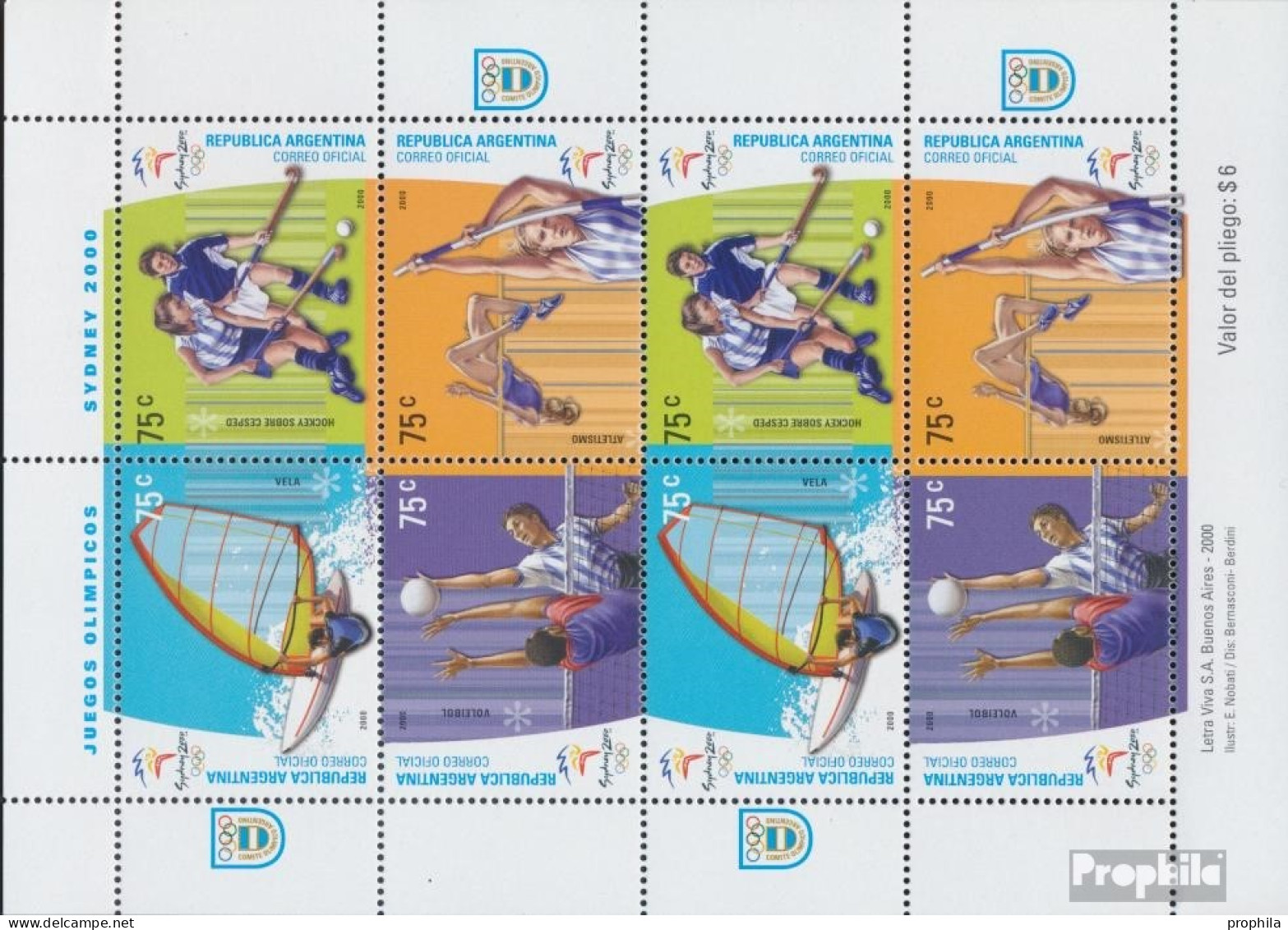 Argentinien 2601-2604 Kleinbogen (kompl.Ausg.) Postfrisch 2000 Olympische Sommerspiele - Neufs