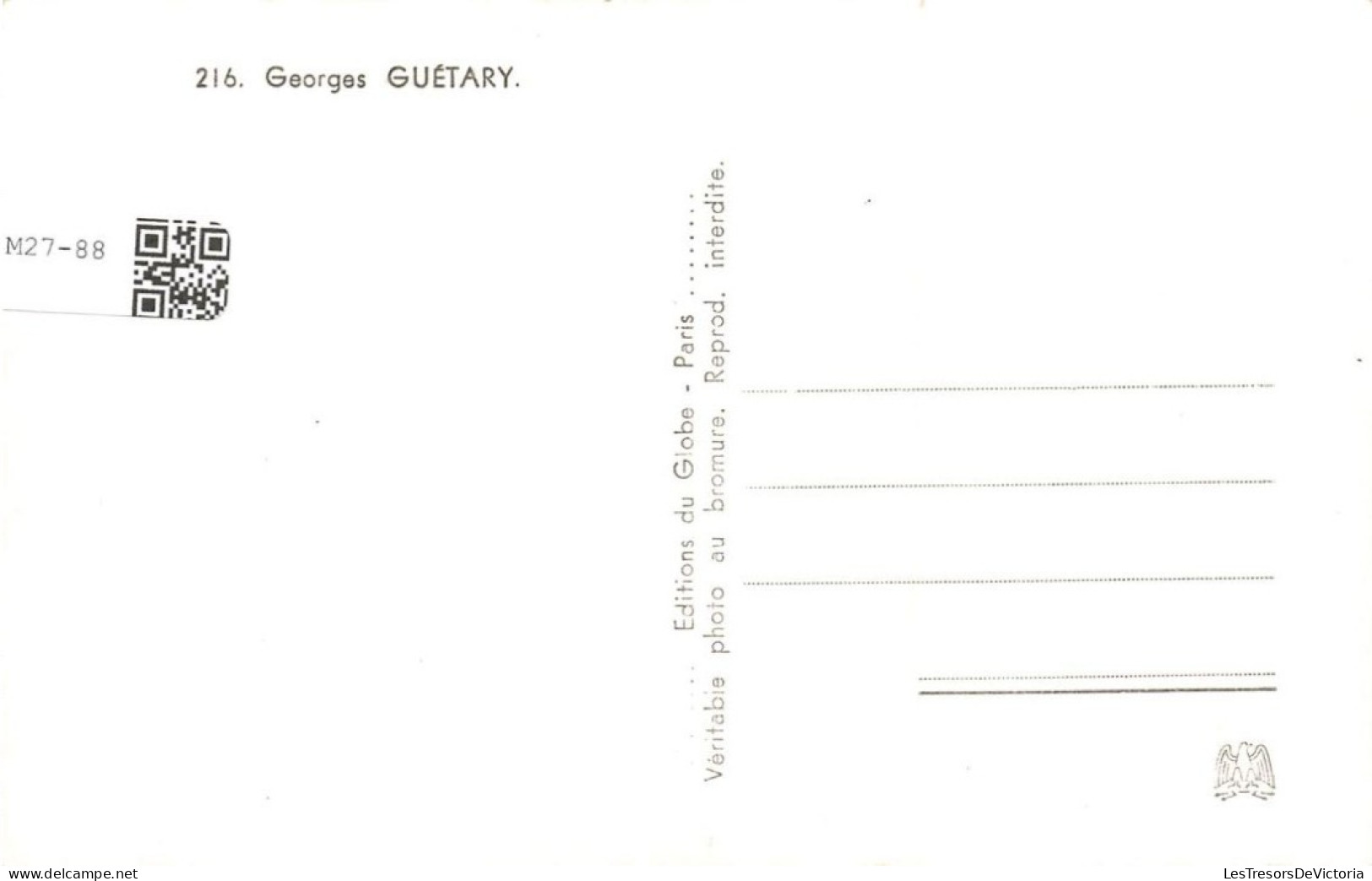 CELEBRITE - Acteur - Georges Guétary - Carte Postale - Sonstige & Ohne Zuordnung