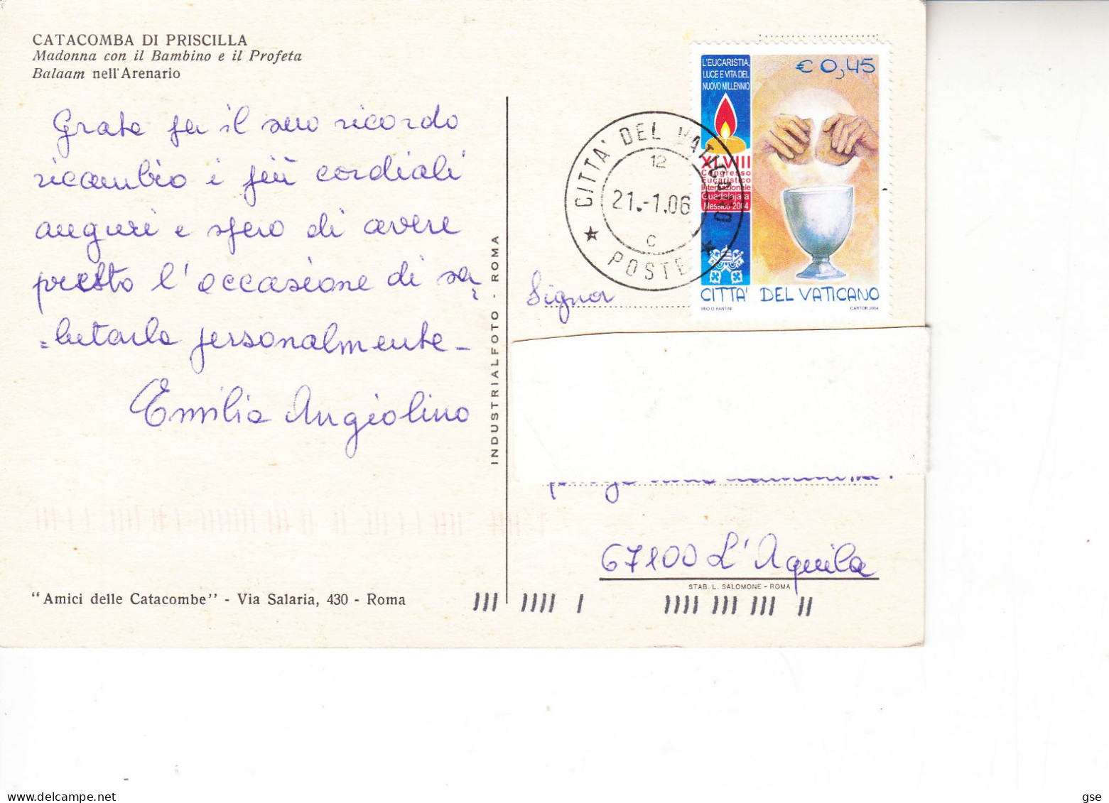 VATICANO  2006 - Sassone  1364 Su Cartolina - Congresso Eucaristico - Covers & Documents
