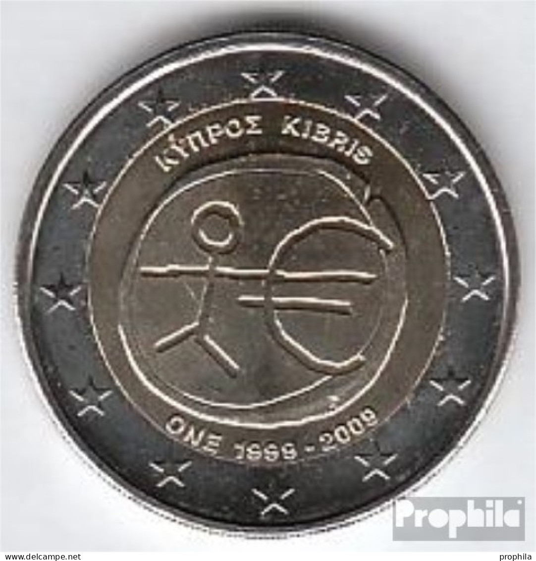 Zypern 2009 Stgl./unzirkuliert Stgl./unzirkuliert 2009 2 EURO E.M.U. - 10 Jahre Währungs - Cipro