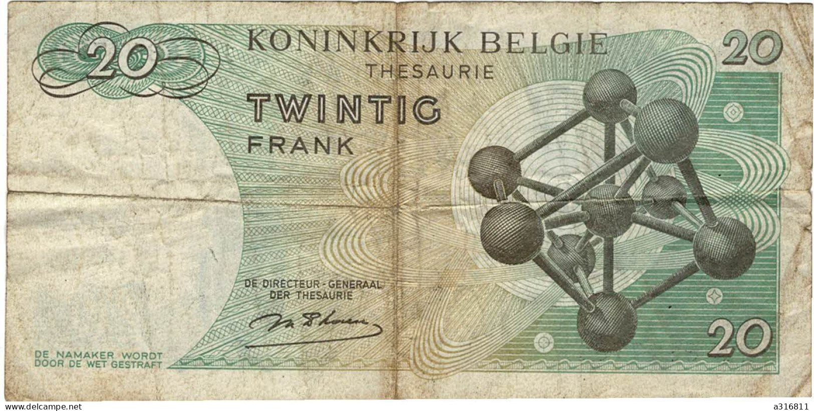 Billet Royaume De Belgique Vingt Francs 20 Francs Usagé 1964 - Other & Unclassified