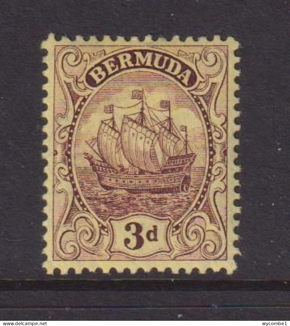 BERMUDA  - 1910-25  Colony Badge 3d Hinged Mint - Bermudes