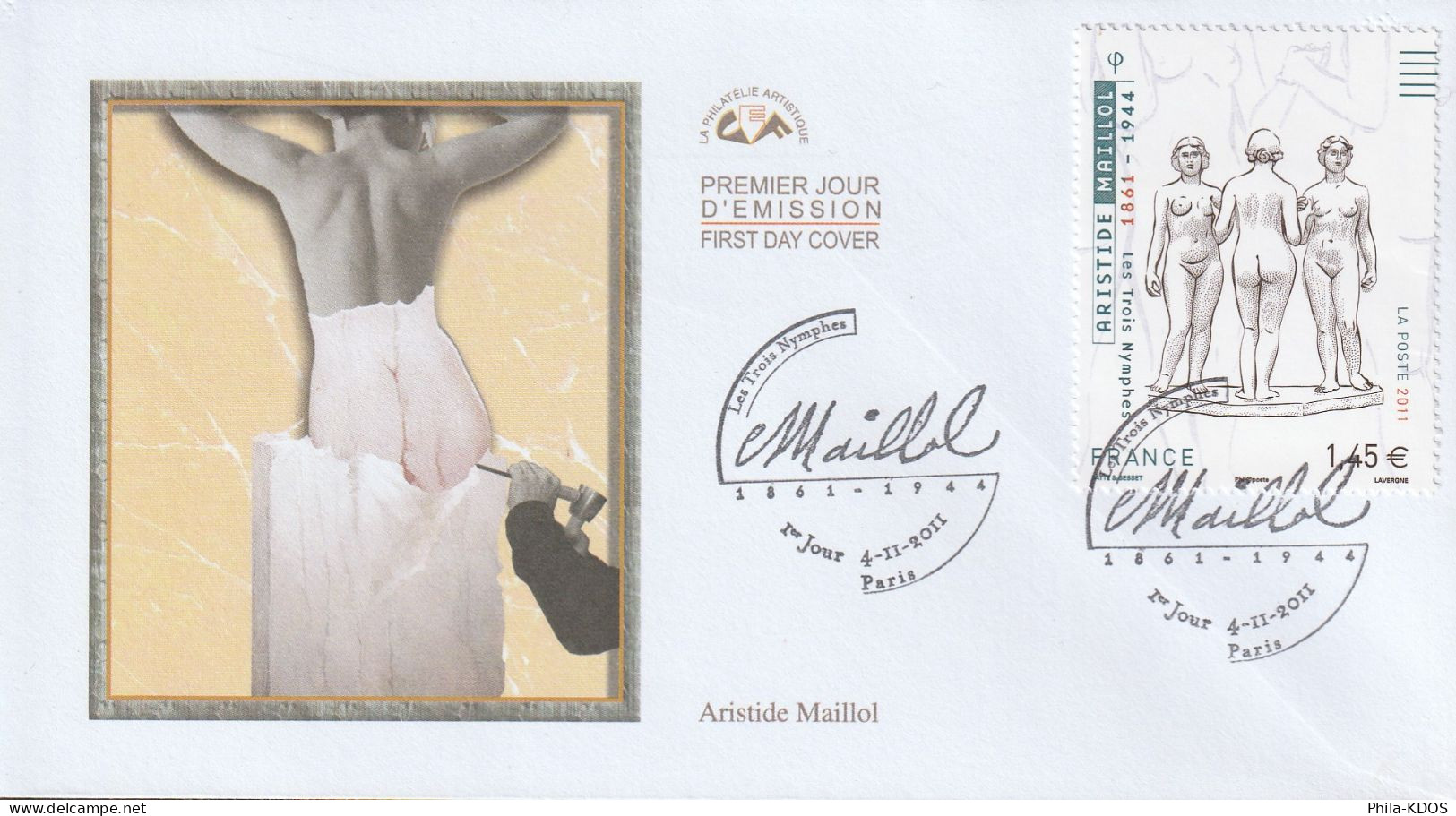 2011 " OEUVRE D'ARISTIDE MAILLOL / NU " Sur Enveloppe 1er Jour. N° YT 4627. Parfait état. FDC à Saisir !!! - Nus