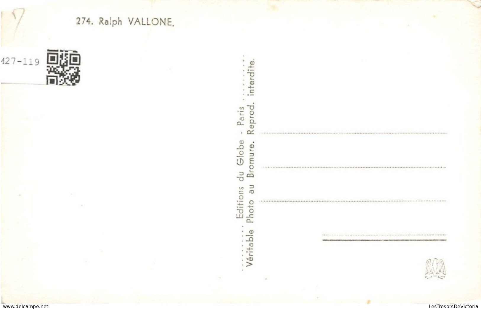 CELEBRITE - Raf Vallone - Acteur Italien - Carte Postale - Autres & Non Classés