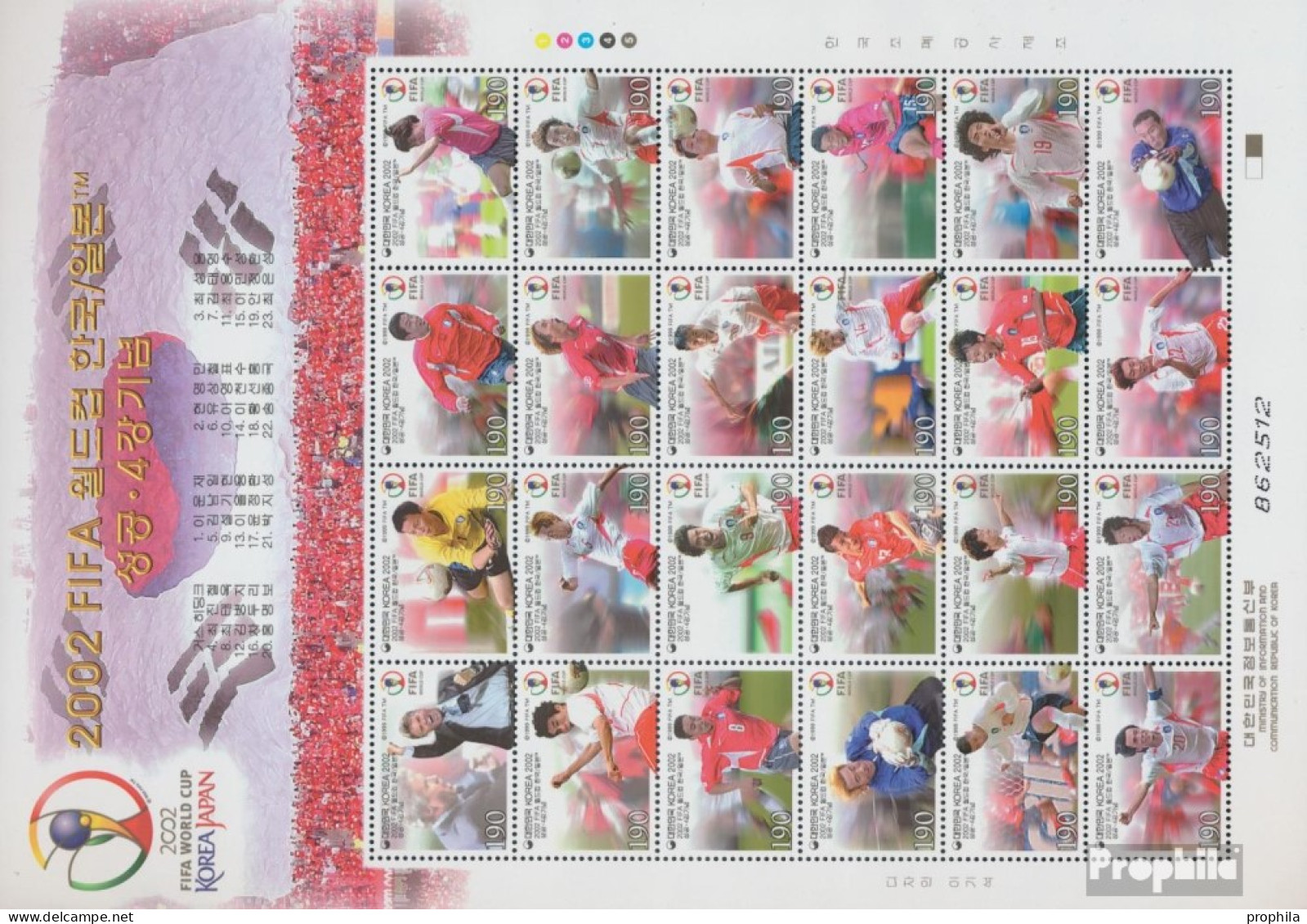 Süd-Korea 2290-2313 Zd-Bogen (kompl.Ausg.) Postfrisch 2002 Fußball WM - Corée Du Sud