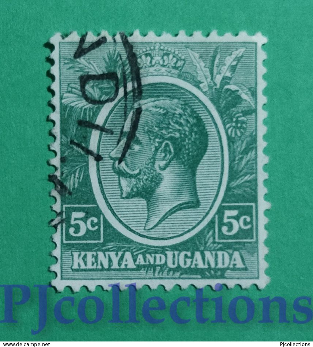 S814- KENYA AND UGANDA 1922 KING GEORGE V 5c USATO - USED - Kenya & Uganda