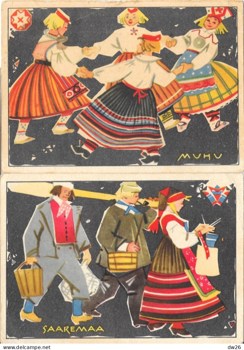 Estonie (Kirjastus, Eesti) Illustration V. Tolli: Folklore, Lot De 2 Cartes (Muhu, Saaremaa) - Estland