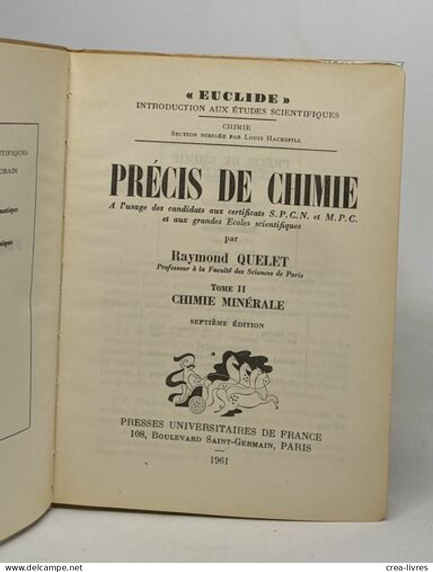 Précis De Chimie II : Chimie Minérale - Non Classés