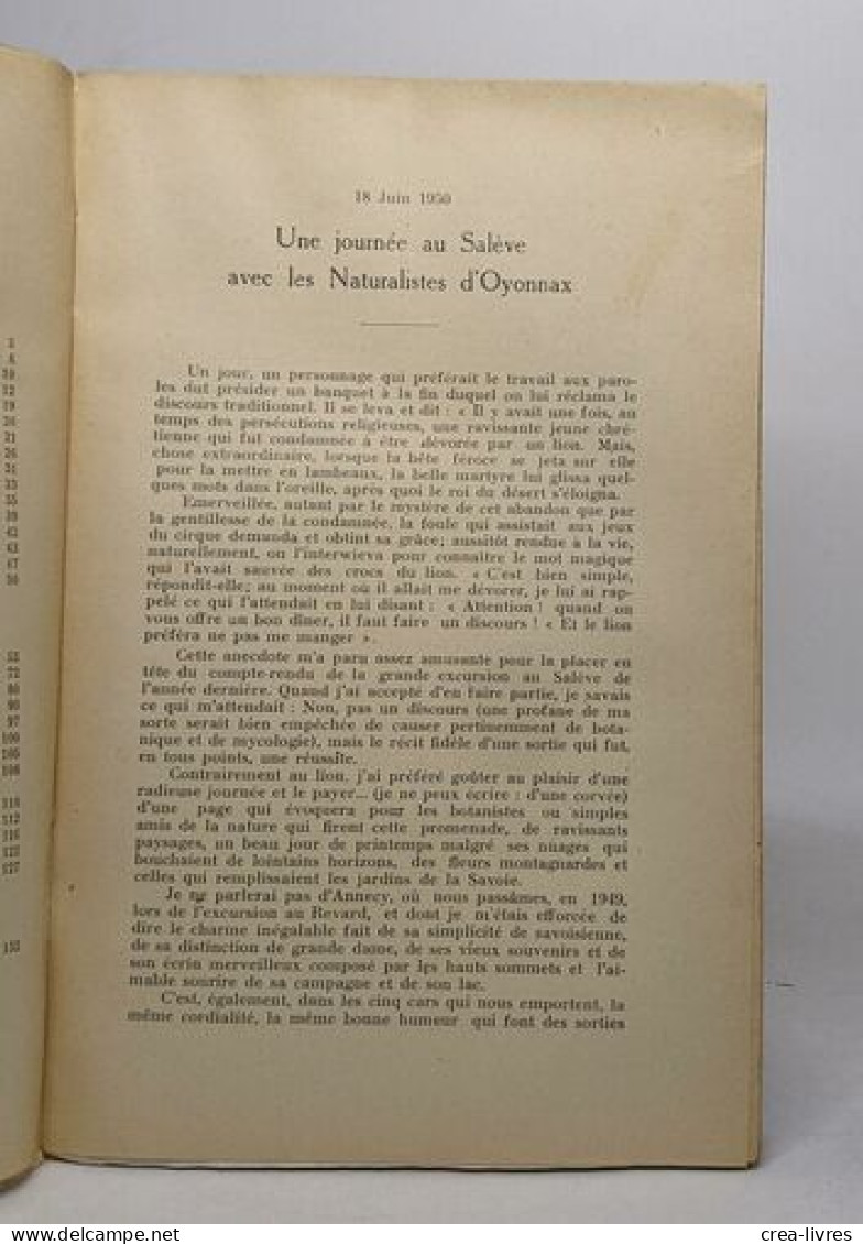 Bulletin De La Société Des Naturalistes D'oyonnax N°5 Janvier 1951: Pour L'étude Et La Diffusion Des Sciences Naturelles - Non Classés