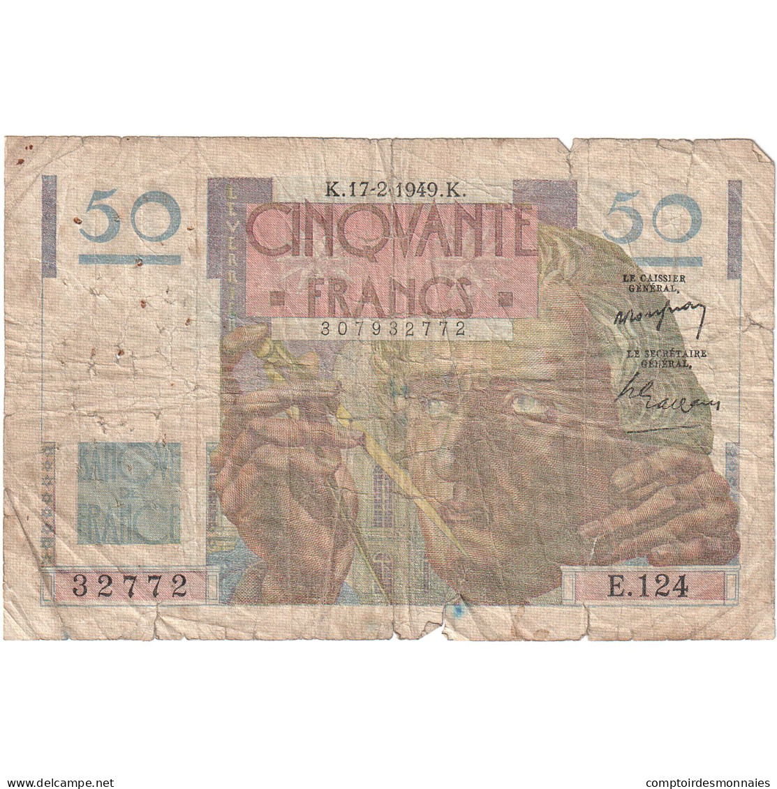 France, 50 Francs, 1949-02-17, E.124, B - 50 F 1946-1951 ''Le Verrier''