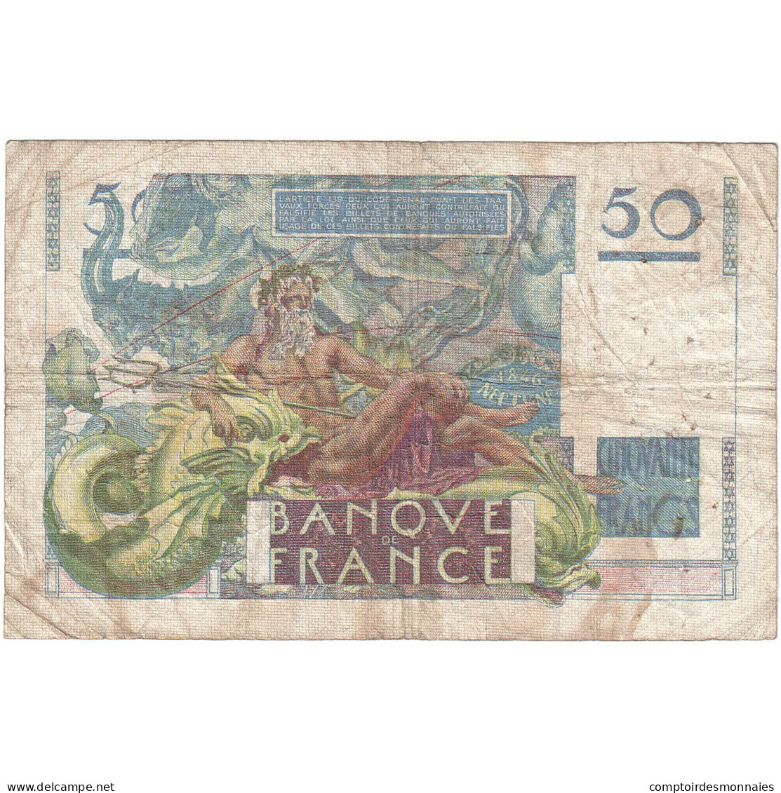 France, 50 Francs, Le Verrier, 1947, O.48, B, Fayette:20.7, KM:127b - 50 F 1946-1951 ''Le Verrier''