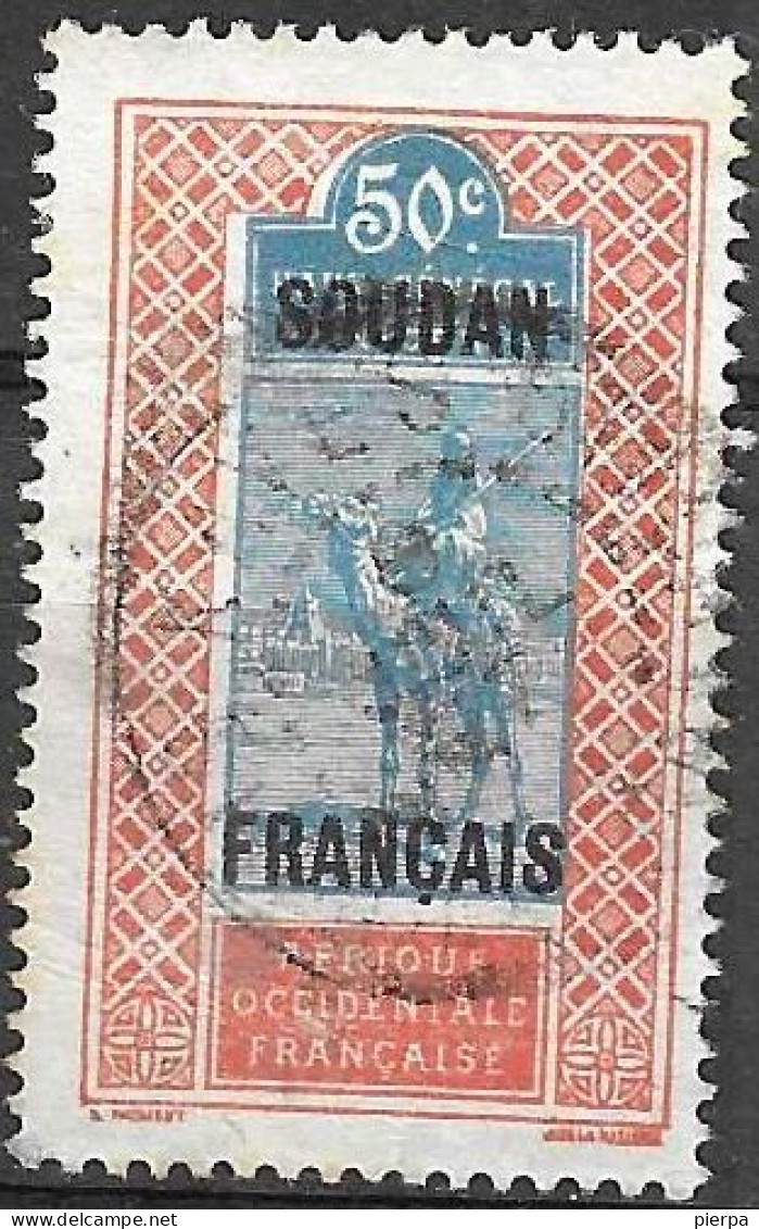 FRENCH SOUDAN - 1921 - DEFINITIVE OVERPRINTED -C.50 - CANCELLED (YVERT 32 - MICHEL 37) - Usados