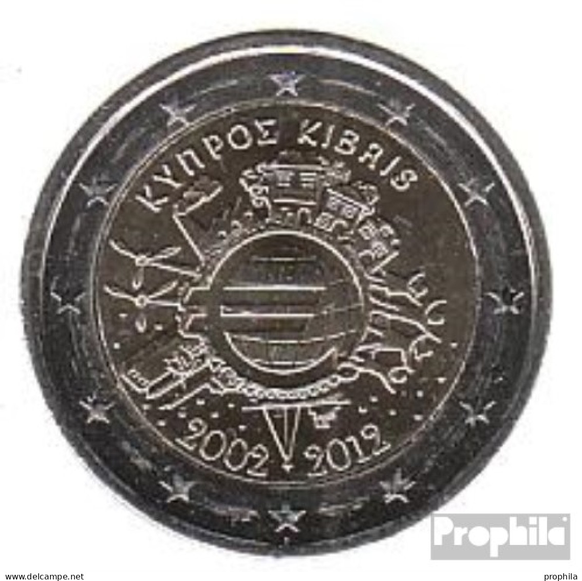 Zypern 2012 Stgl./unzirkuliert Stgl./unzirkuliert 2012 2 Euro 10 Jahre Euro Bargeld - Chypre