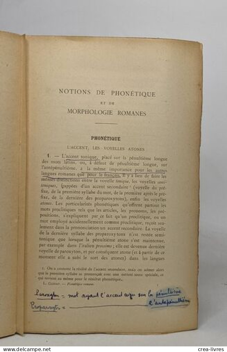 Manuel De Phonétique Et De Morphologie Romanes - Non Classés