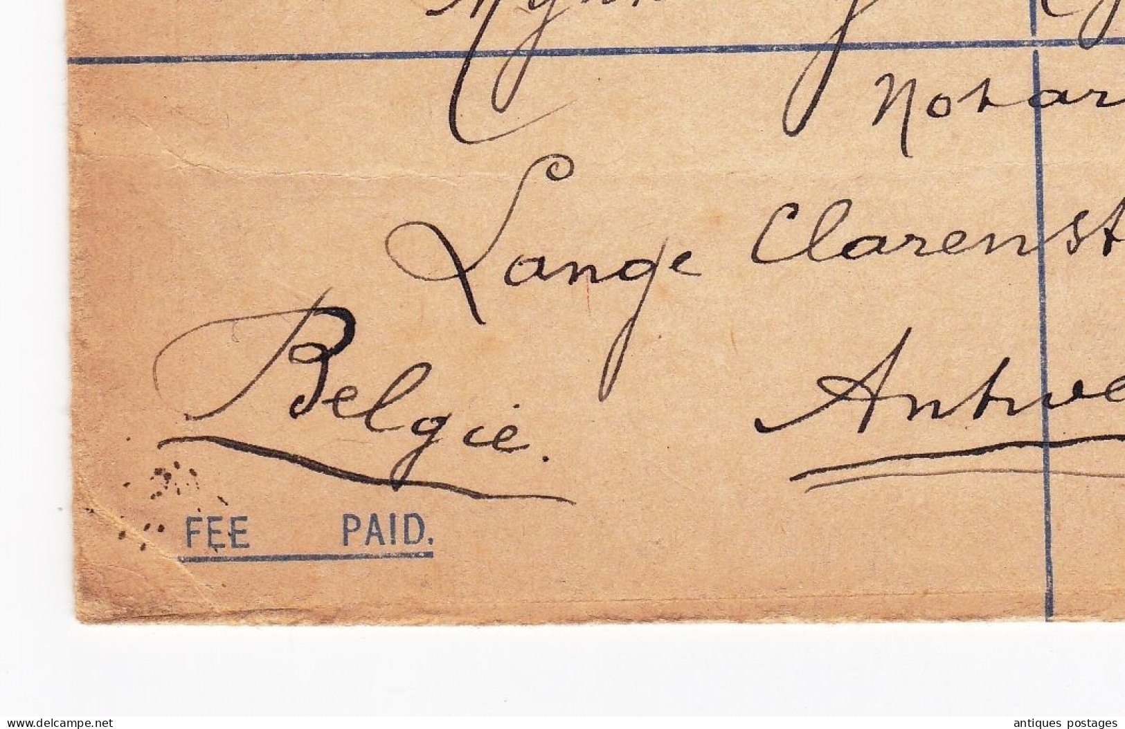 Registered Letter Paddington Anvers Antwerpen Belgique REGISTRATION THREE PENCE - POSTAGE THREE HALFPENCE (4 1/2)