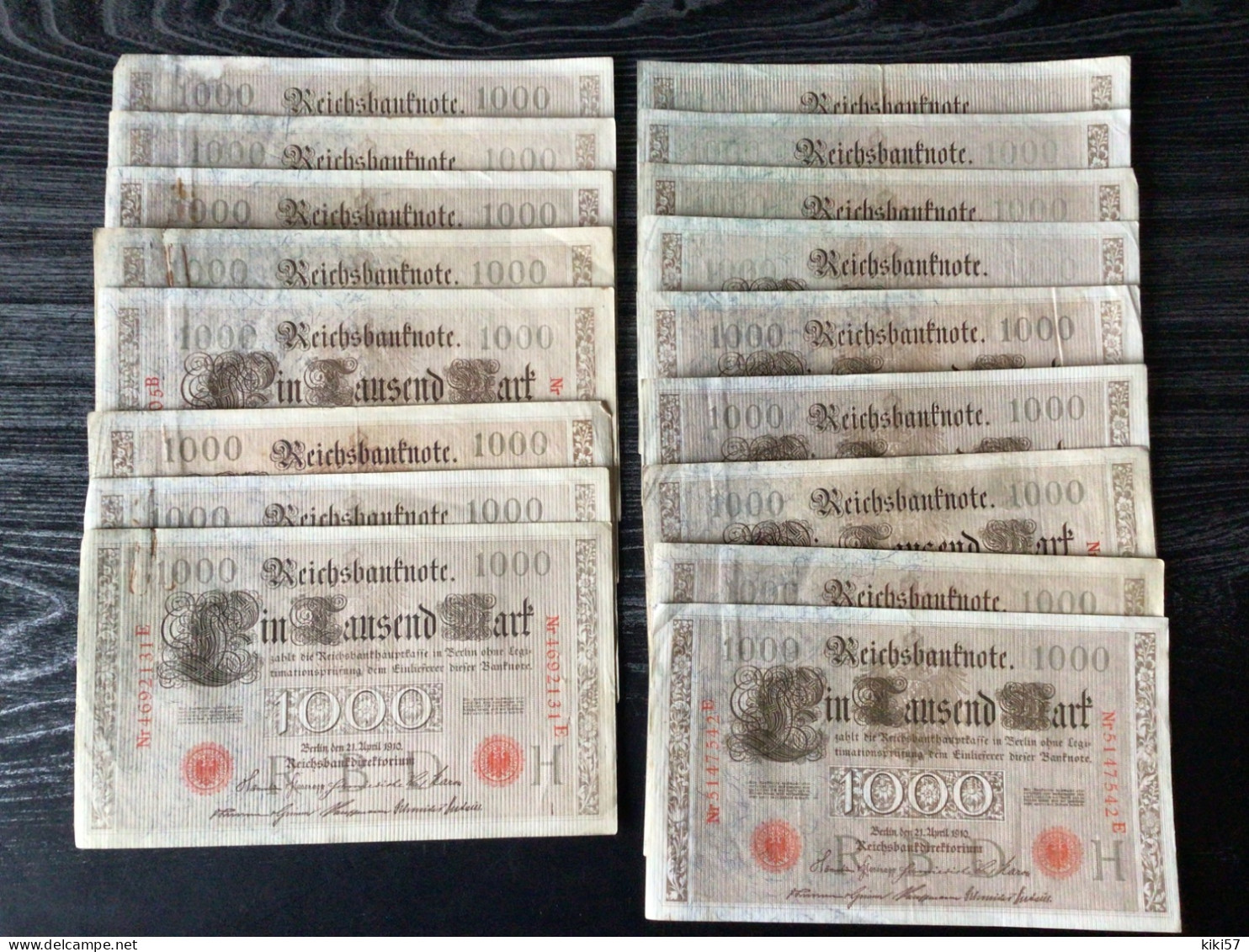 ALLEMAGNE Lot De 17 Billets De 1000 Marks 1910 - 1.000 Mark