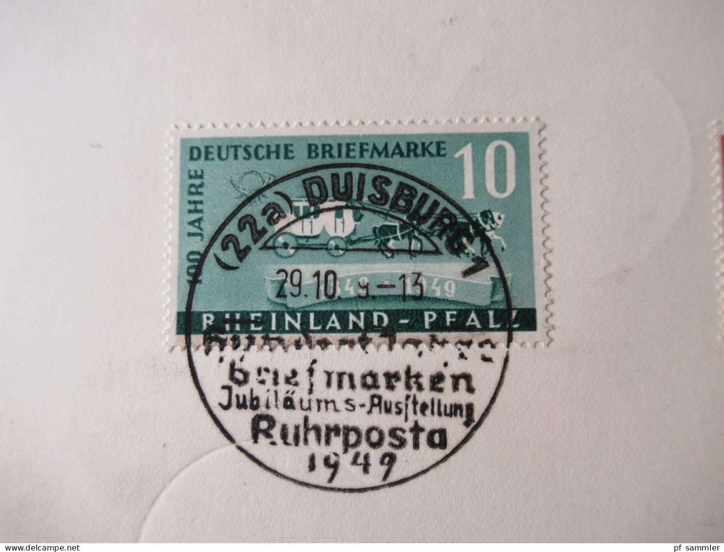 Französische Zone Rheinland Pfalz Deutsche Briefmarken Mi.Nr.49 / 50 Gr. Briefstück Mit SSt Duisburg 1 Ruhrposta 1949 - Rhénanie-Palatinat