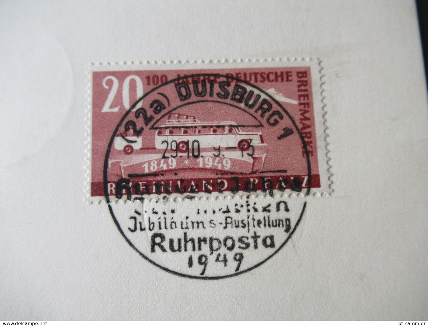 Französische Zone Rheinland Pfalz Deutsche Briefmarken Mi.Nr.49 / 50 Gr. Briefstück Mit SSt Duisburg 1 Ruhrposta 1949 - Renania-Palatinado