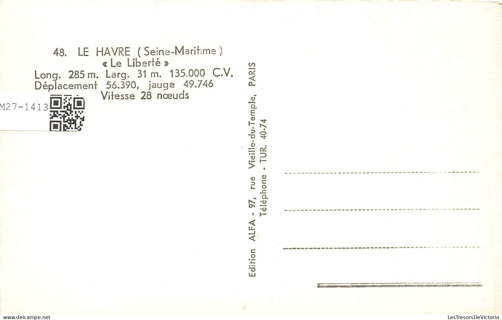 FRANCE - Le Havre - Le Liberté - Bateau - Carte Postale - Unclassified