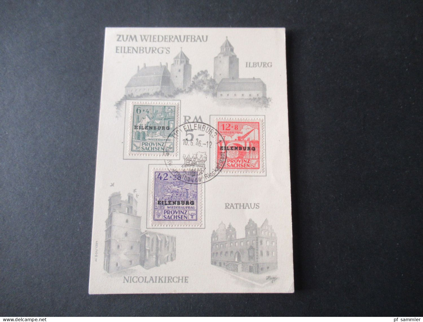 Lokalausgaben / Privat Eilenburg Provinz Sachsen. Wiederaufbau. Sonderkarte Und Sonderstempel 10.6.1946 - Lettres & Documents