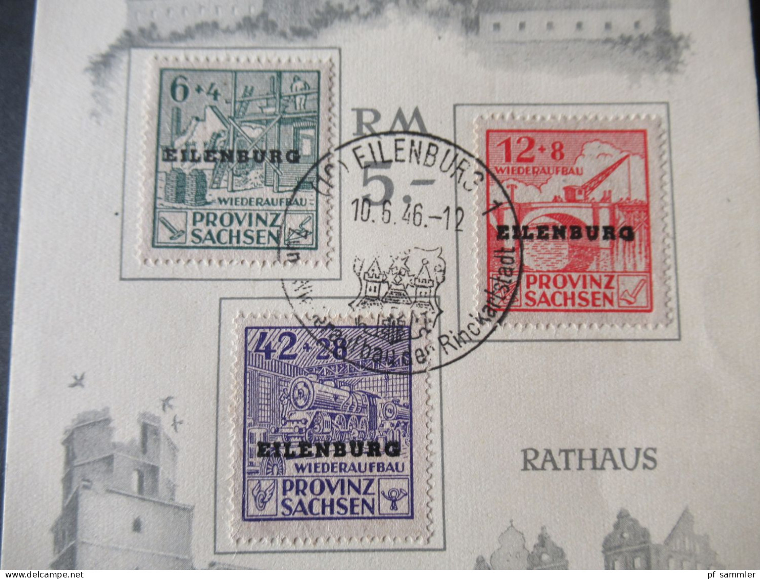 Lokalausgaben / Privat Eilenburg Provinz Sachsen. Wiederaufbau. Sonderkarte Und Sonderstempel 10.6.1946 - Covers & Documents