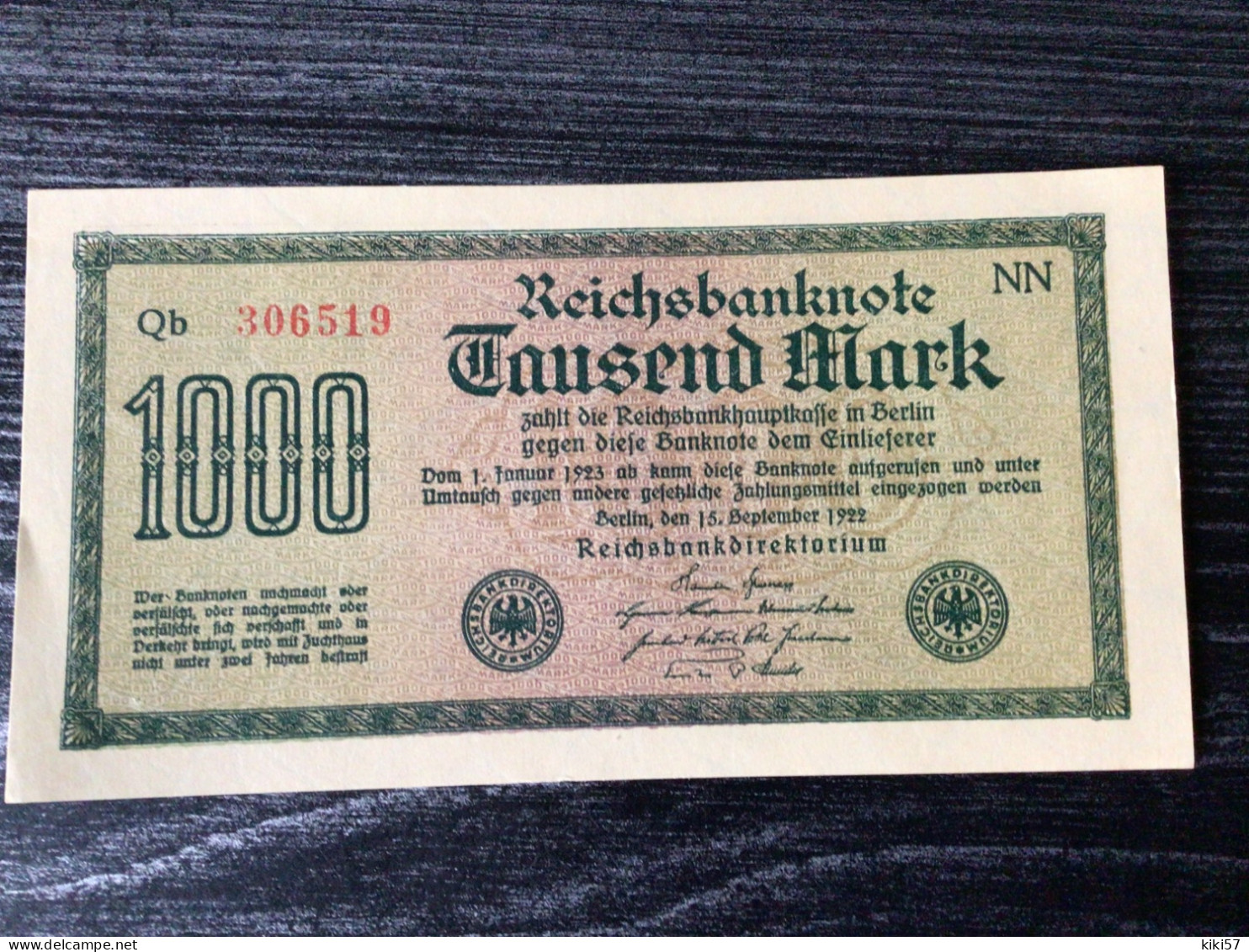 ALLEMAGNE Billet De 1 000 Mark 1922  Jamais Circulé - 1.000 Mark