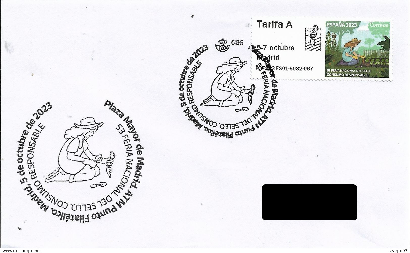 SPAIN. POSTMARK. NATIONAL STAMP FAIR. MADRID. RESPONSIBLE CONSUMPTION. 2023. ATM - Franking Machines (EMA)