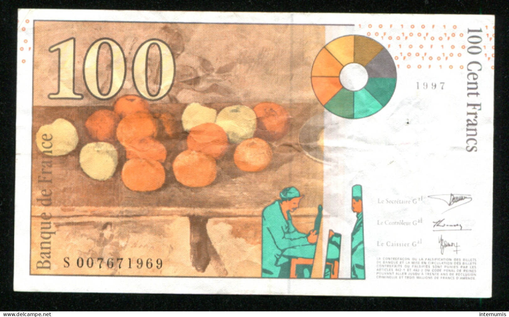 France, 100 Francs, Paul Cézanne, 1997, N° : S007671969, TTB (VF), Pick#158a, F.74.01 - 100 F 1997-1998 ''Cézanne''