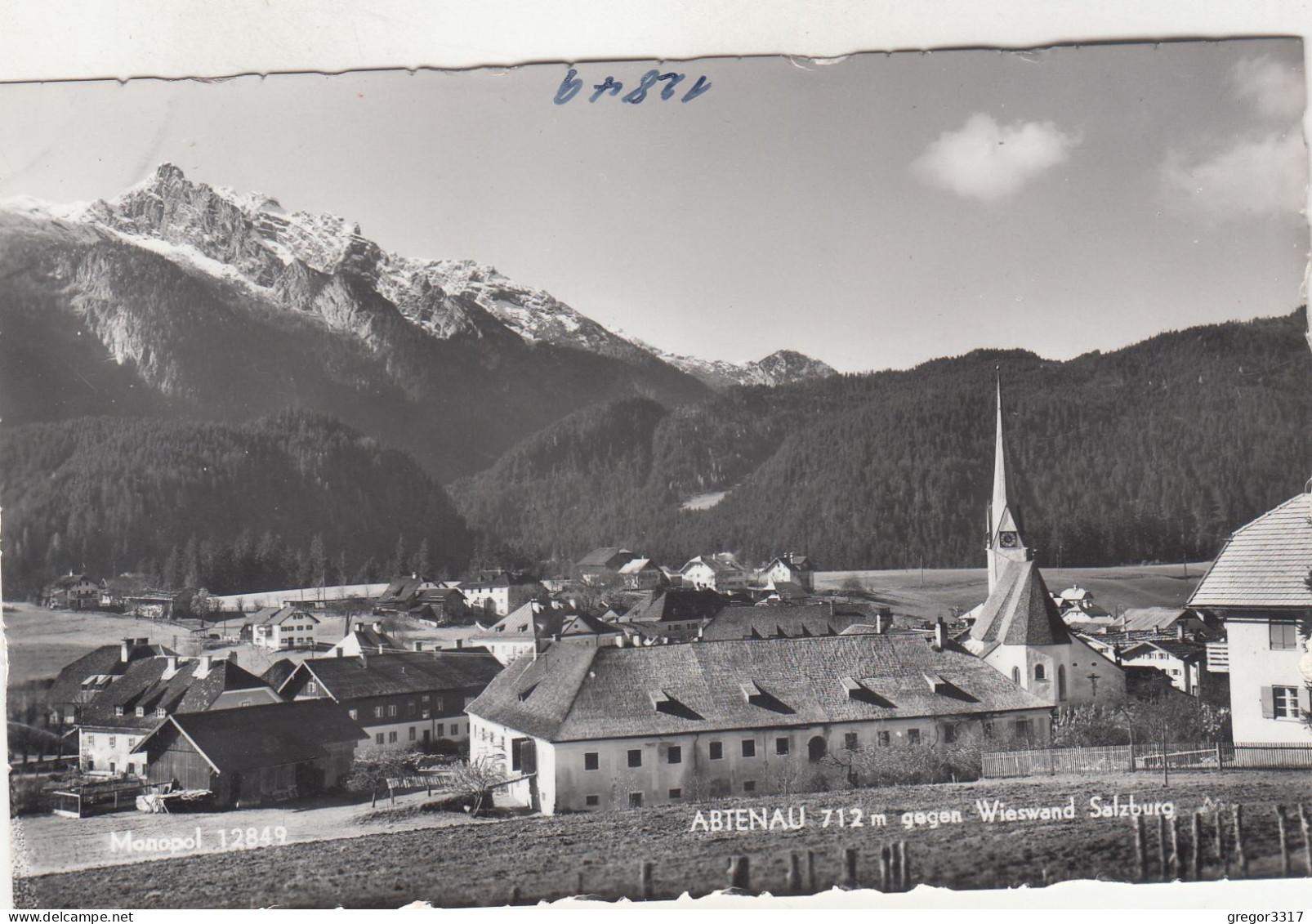 D9879) ABTENAU - 712m - Gegen WIESWAND - Bauernhof Kirche Häuser ALT !! - Abtenau