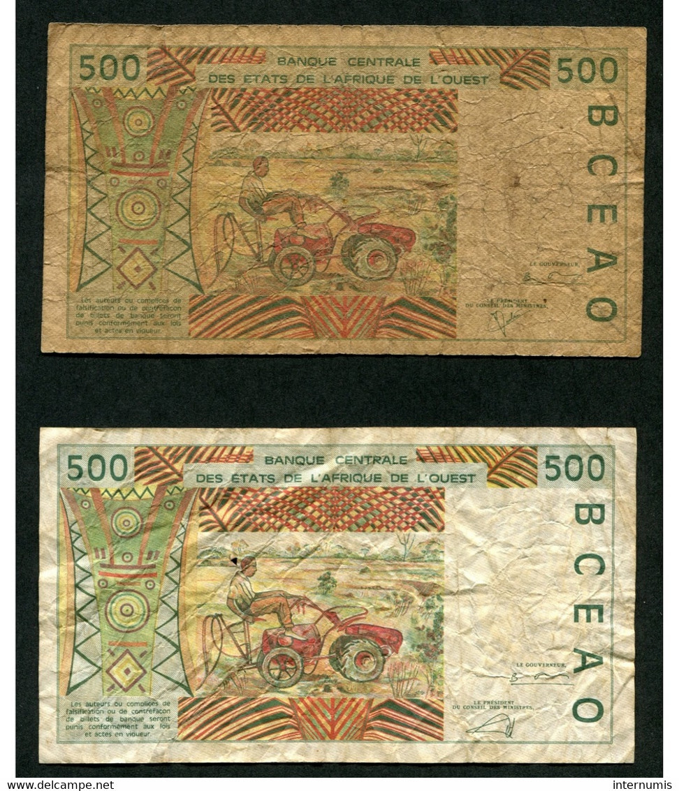 (2 Billets/Notes ) Etats De L'Afrique De L'Ouest / West African States 500 Francs  - 2001 & 2002  Senegal - West African States