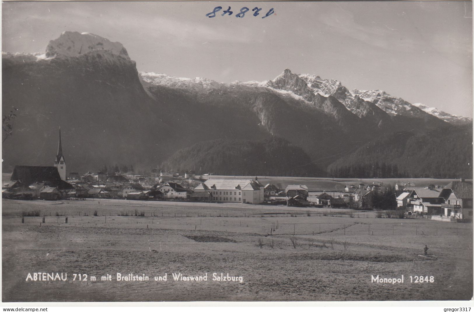 D9880) ABTENAU Mit Breilstein Und Wieswand - Kirche Häuser Alte S/W AK !! - Abtenau