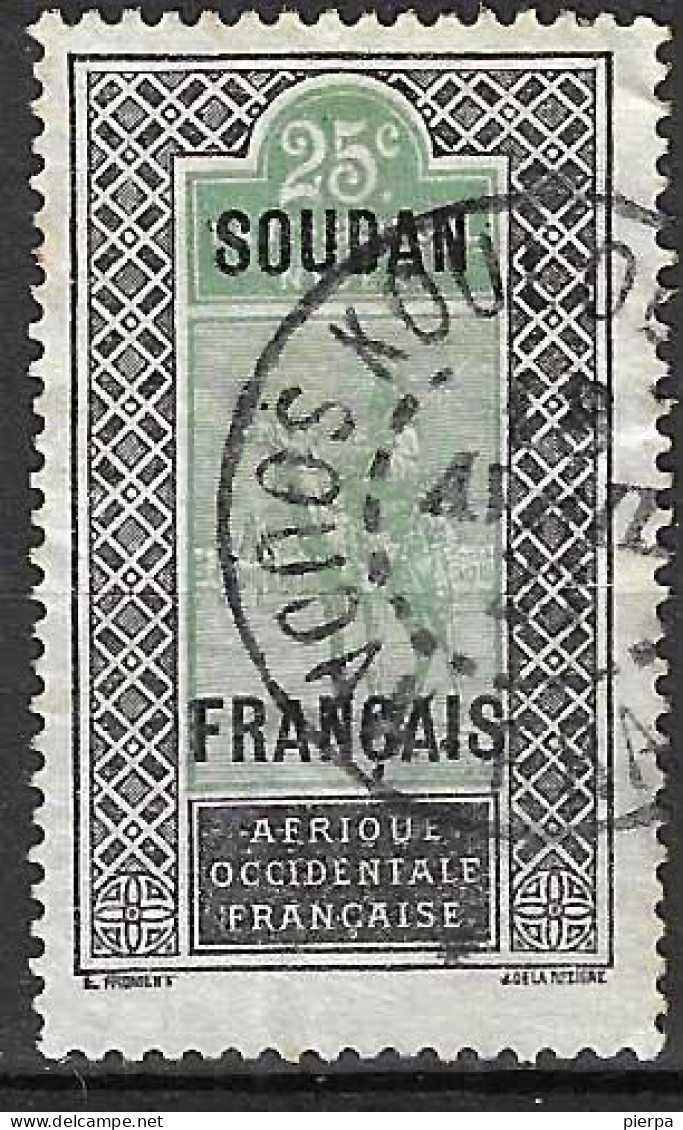 FRENCH SOUDAN - 1921 - DEFINITIVE OVERPRINTED - C. 25 - CANCELLED (YVERT 27 - MICHEL 30) - Gebruikt