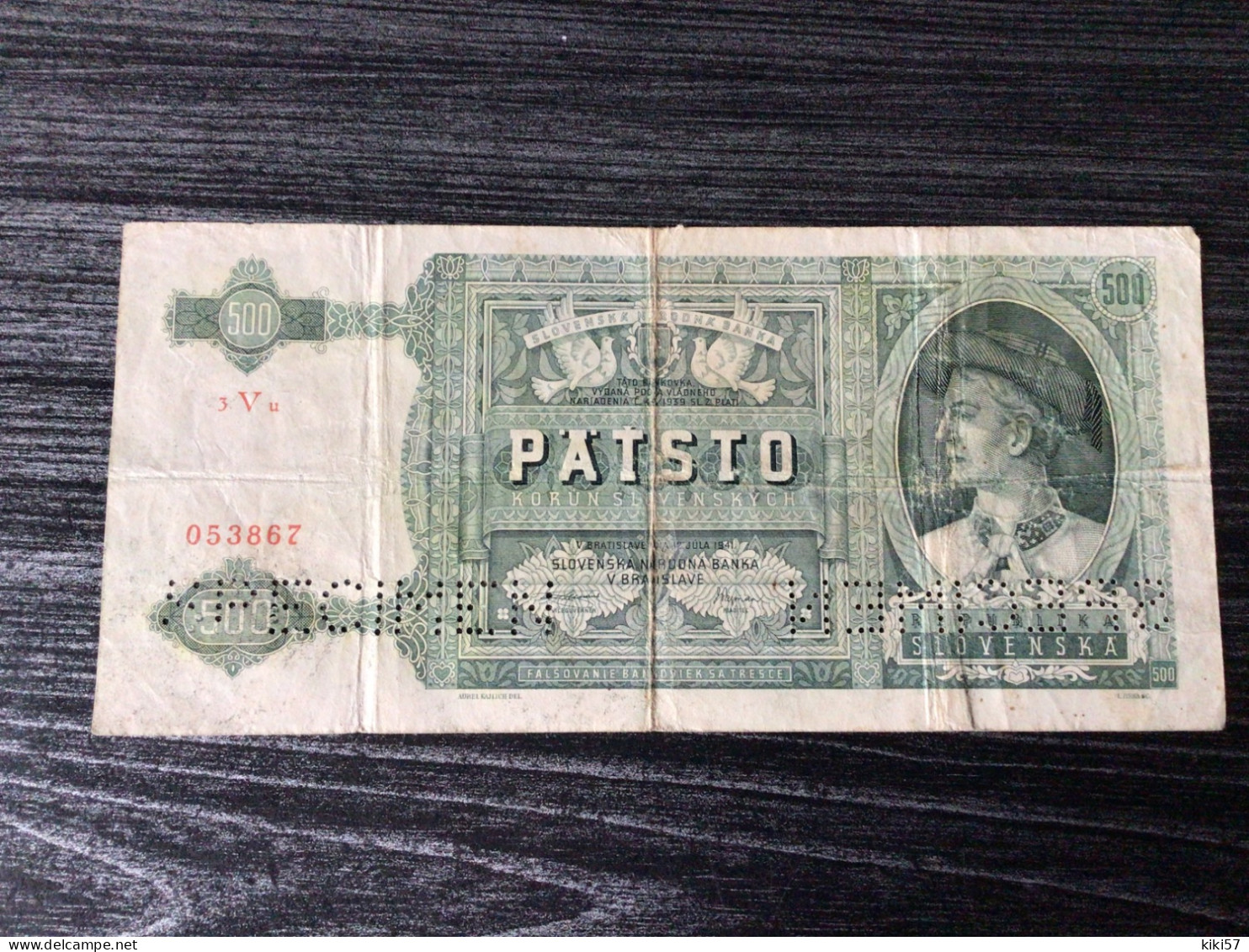 SLOVAQUIE RARE Billet 500 Patsto 1941 SPÉCIMEN - Eslovaquia