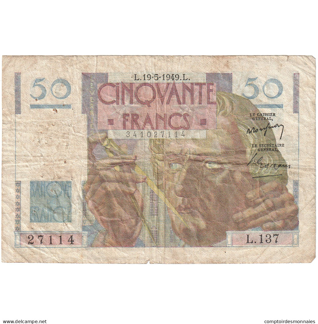 France, 50 Francs, Le Verrier, 1949-05-19, L.137, TB - 50 F 1946-1951 ''Le Verrier''