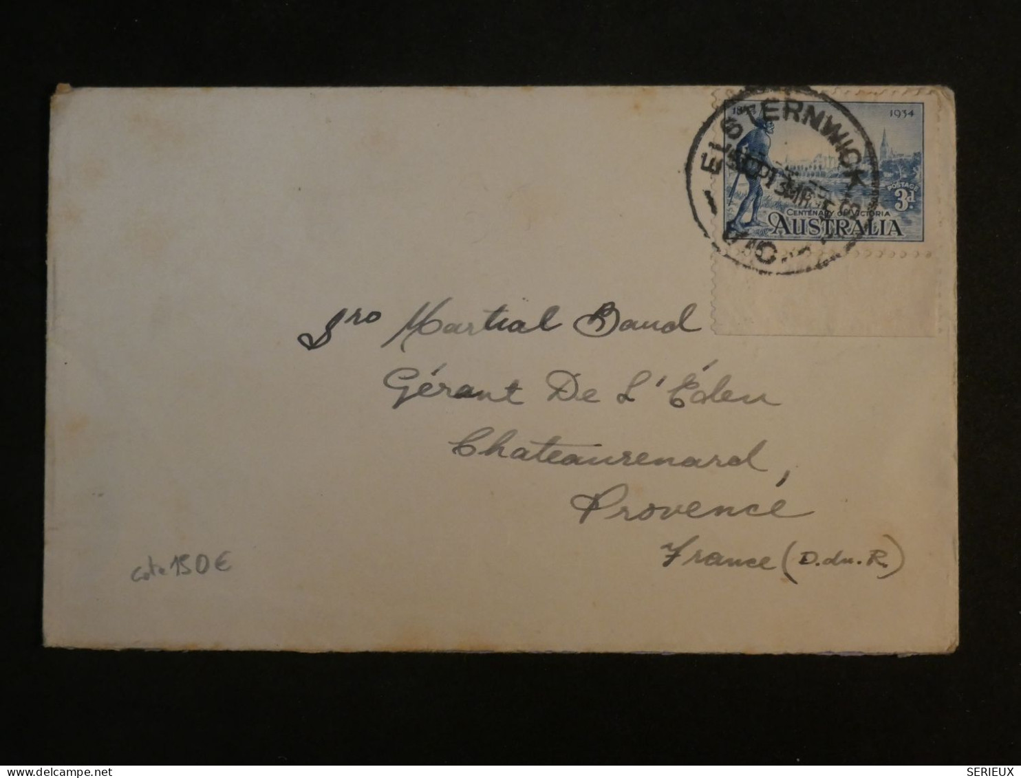 AF16 AUSTRALIA  BELLE LETTRE RARE 1935 PETIT BUREAU ESTERWICK  A LA PROVENCE CHATEAURENARD FRANCE+3 P TAB  +++++ - Cartas & Documentos