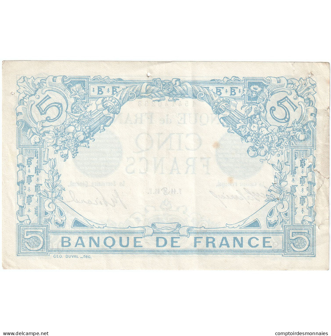 France, 5 Francs, Bleu, 1915, Q.6166, TTB, Fayette:2.28, KM:70 - 5 F 1912-1917 ''Bleu''