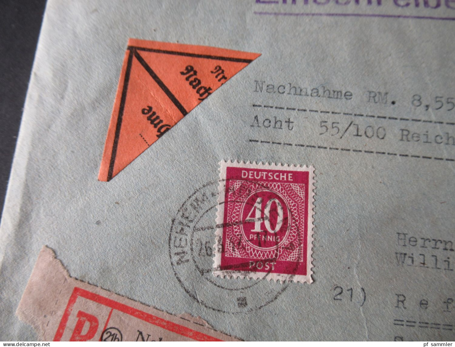 Kontrollrat 26.3.1947 Einschreiben Nachnahme Neheim Hüsten 1 Nach Referinghausen Sauerland Mit Ank. Stempel - Lettres & Documents
