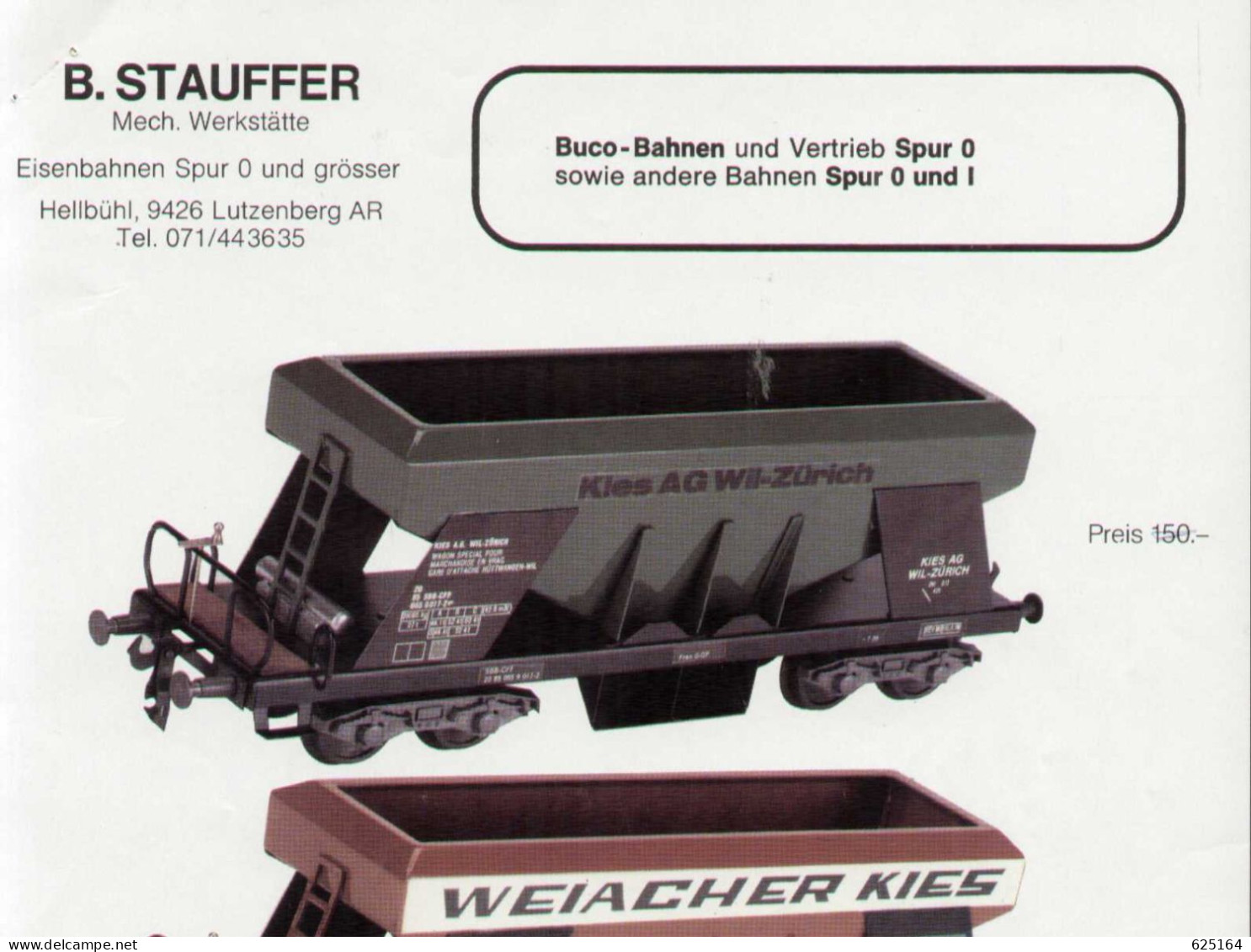 Catalogue BUCO Neuheiten 1985 Spur O 32 Mm. B.STAUFFER  Preis CHF - Deutsch