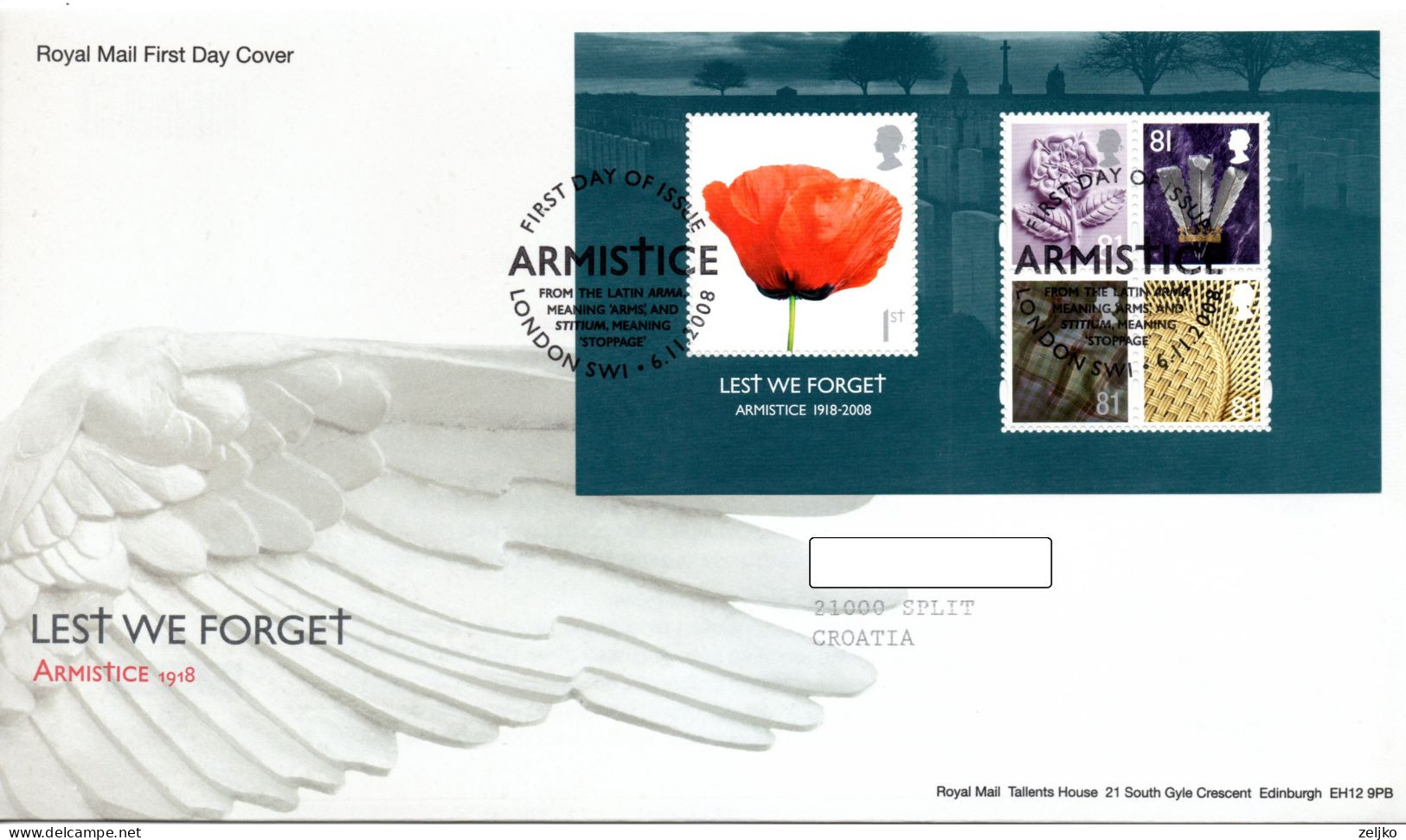 UK, GB, Great Britain, FDC, 2008,  Lest We Forget - Covers & Documents