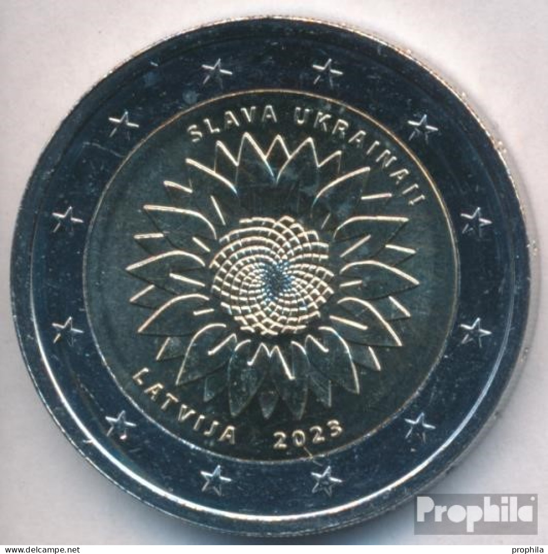 Lettland 2023 Stgl./unzirkuliert Auflage: Stgl./unzirkuliert 2023 2 Euro Ukrainische Sonnenblume - Latvia