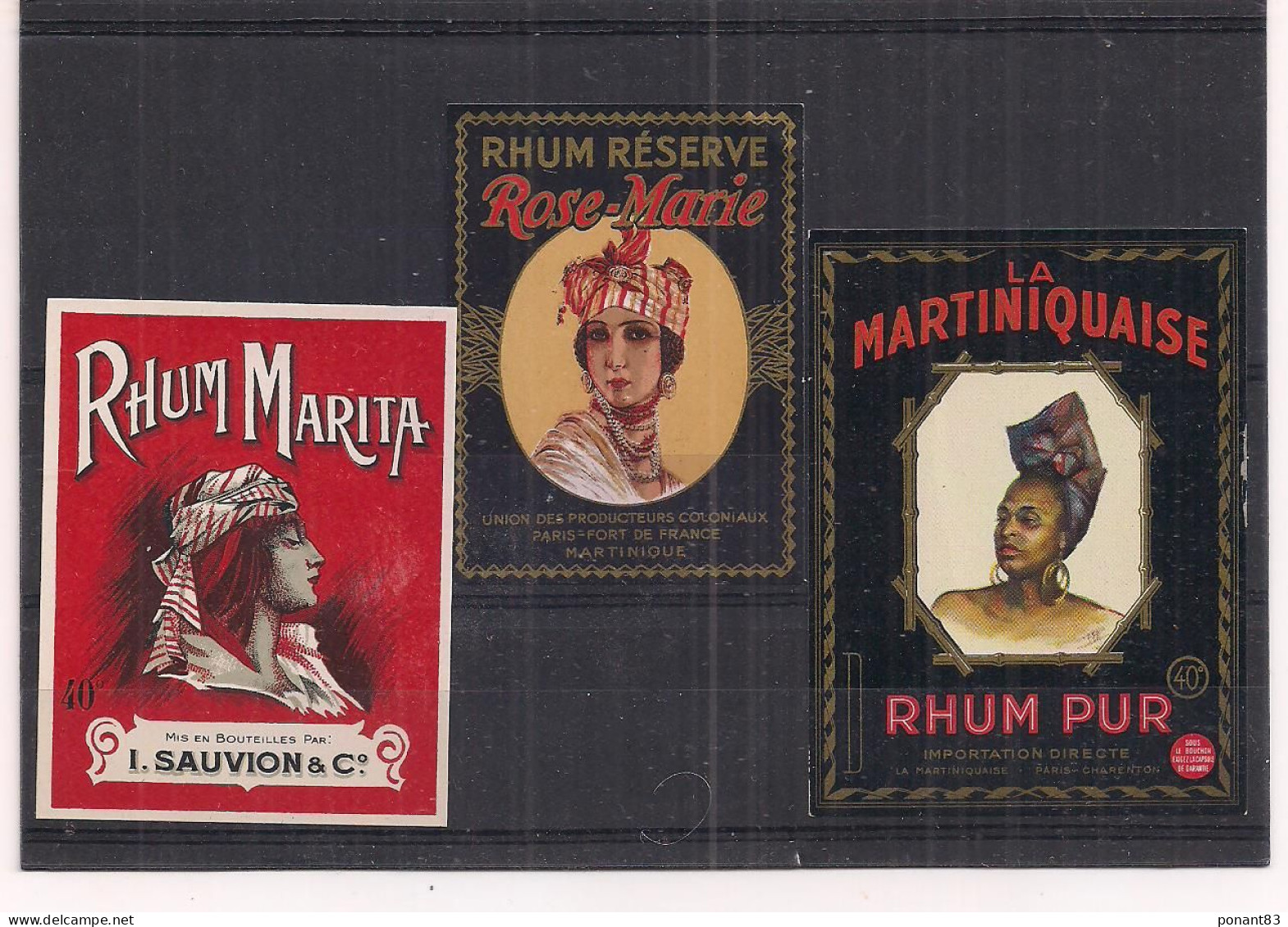 3 Etiquettes Rhum Marita I.SAuvion, Rose Marie Martinique Et La Martiniquaise - Format 5x 7 Cm - - Rhum