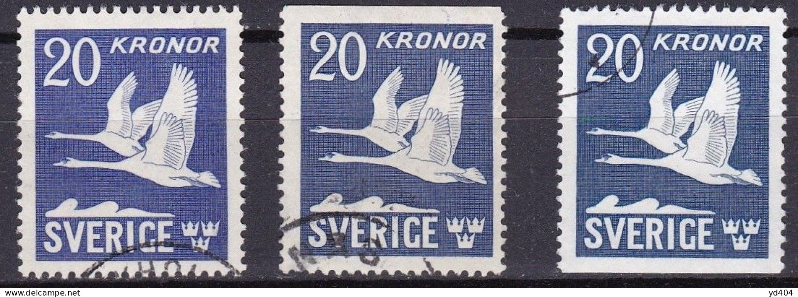 SE611 – SUEDE – SWEDEN – 1953 – SWAN FLIGHT – Y&T # 7/7a(x2) USED 19 € - Usados