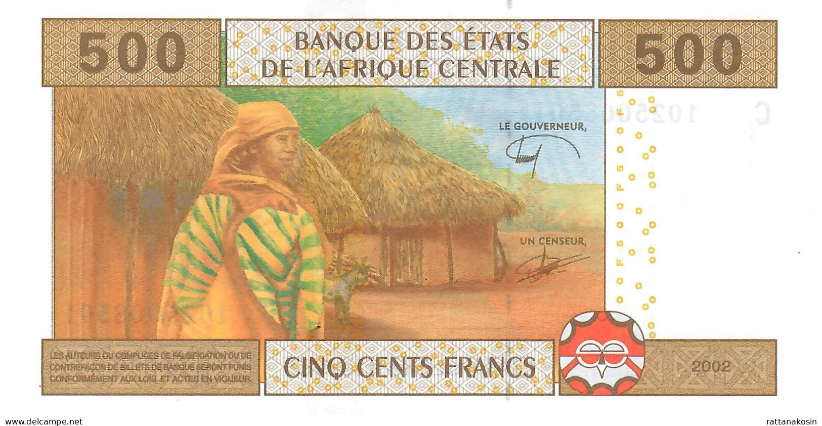 C.A.S. CHAD P606Ce  500 FRANCS 2002 Signature 14   UNC. - États D'Afrique Centrale