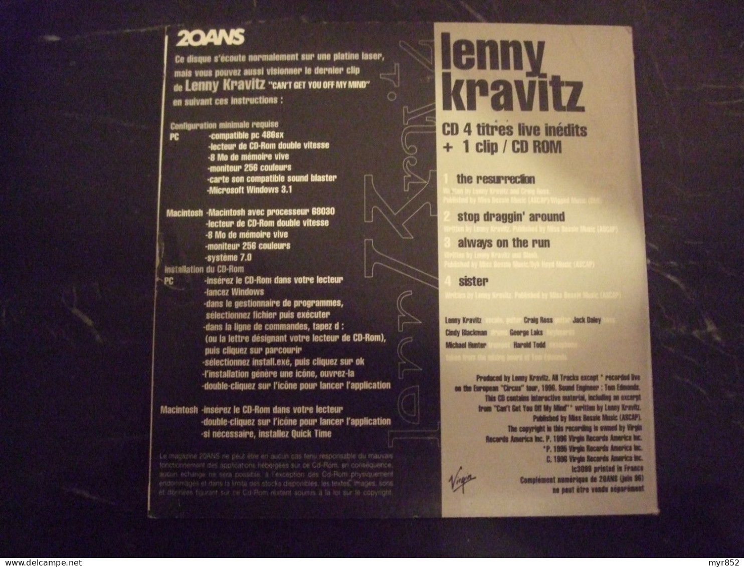 EDITION LIMITEE DE LENNY KRAVITZ : 4 TITRES LIVE + 1 CLIP - Editions Limitées