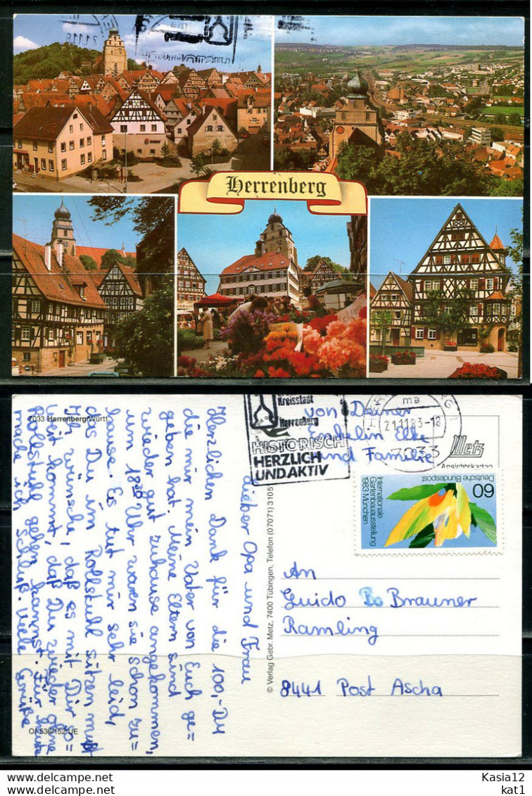 K12820)Ansichtskarte: Herrenberg, Mehrbildkarte, Gel. 1983 - Herrenberg