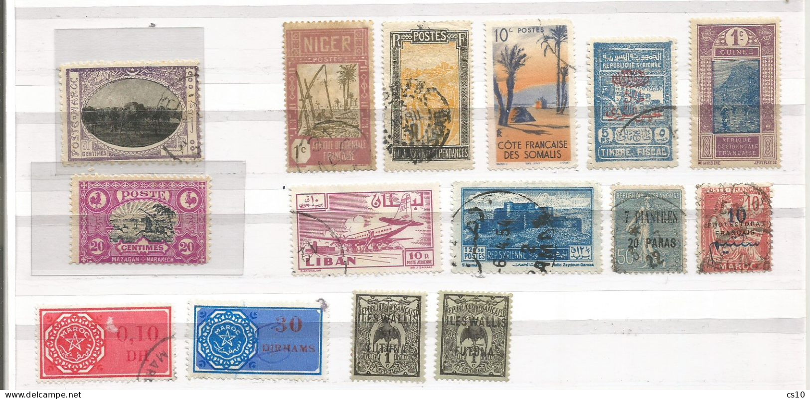 FRANCE Old Colonies 15 Scans Lot Mainly Used Including ADV Tabs, On-piece, Blocks, France Libre Provisionals In 450pcs - Collections