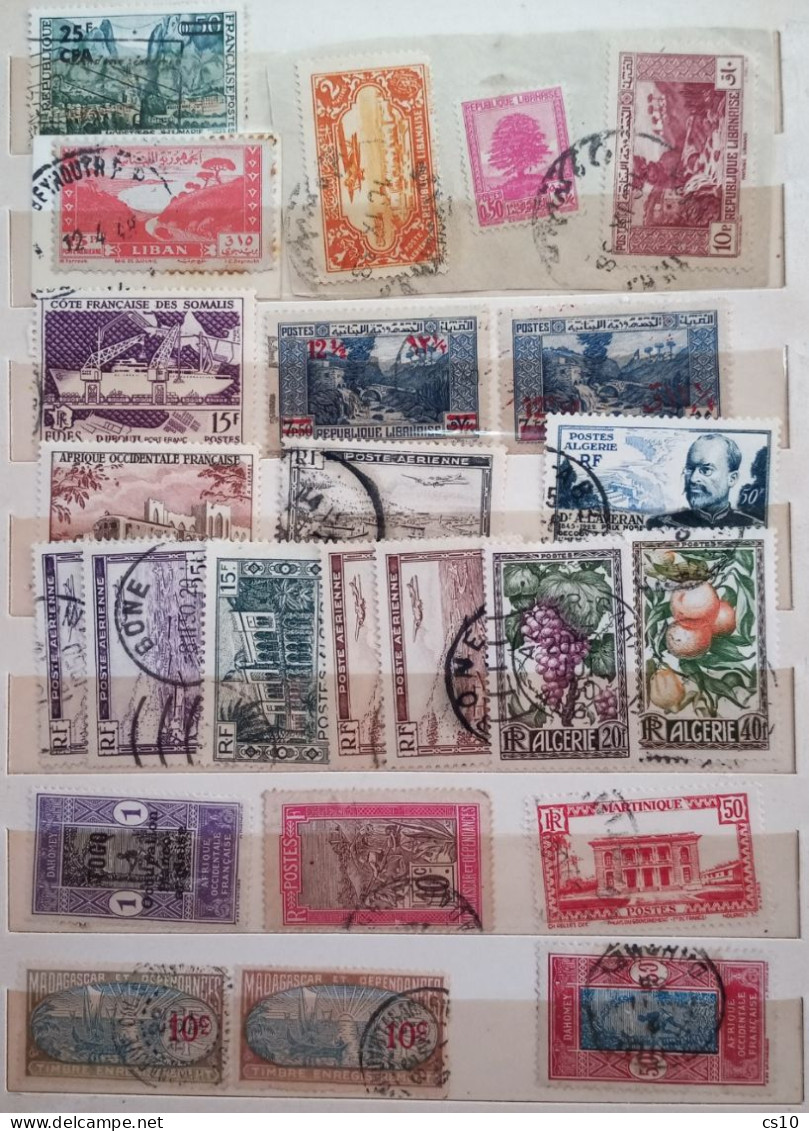 FRANCE Old Colonies 15 Scans Lot Mainly Used Including ADV Tabs, On-piece, Blocks, France Libre Provisionals In 450pcs - Collections